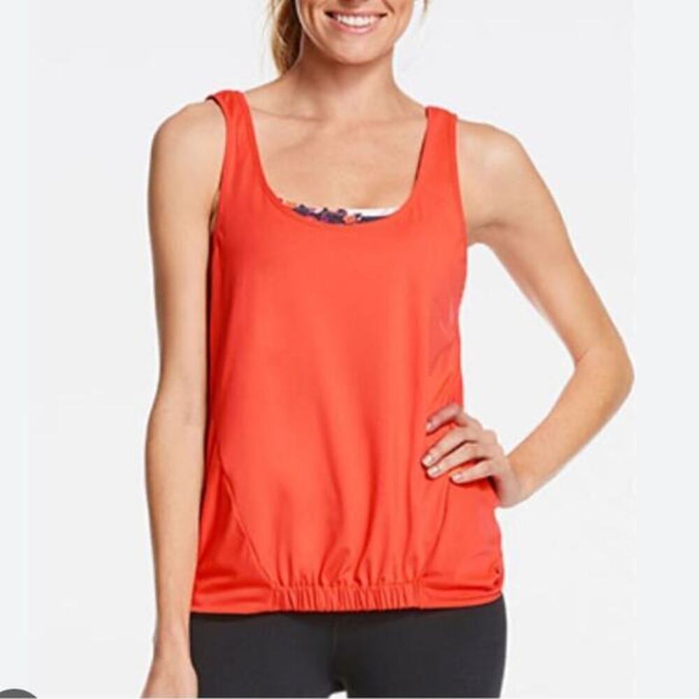 Fabletics size XS Red Workout shirt with open back tank top‎
